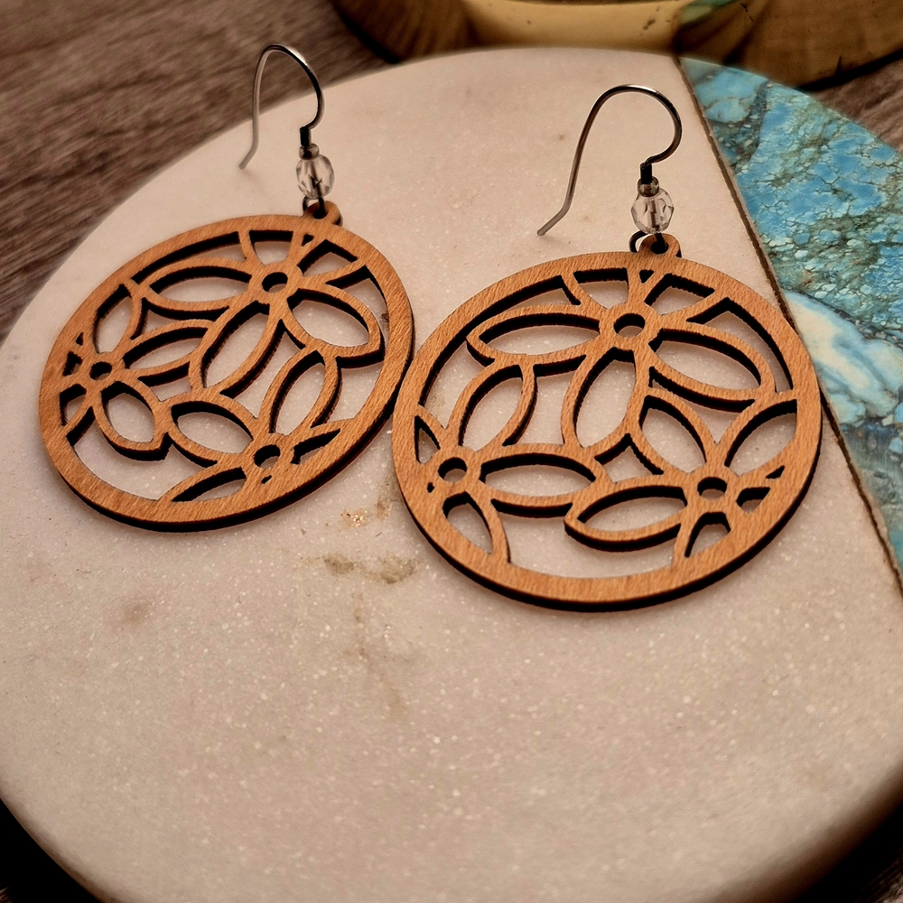 Elegant Wooden Floral Earrings